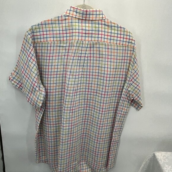 Brooks Brothers 346 XL 100% Linen Short Sleeve Button-Down Shirt Multicolor Plai - Picture 7 of 8